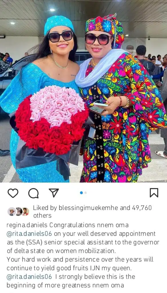 Regina Daniels Congratulates Her Mother, Rita Daniels, On Her New Political Appointment, Yours Truly, News, April 26, 2024