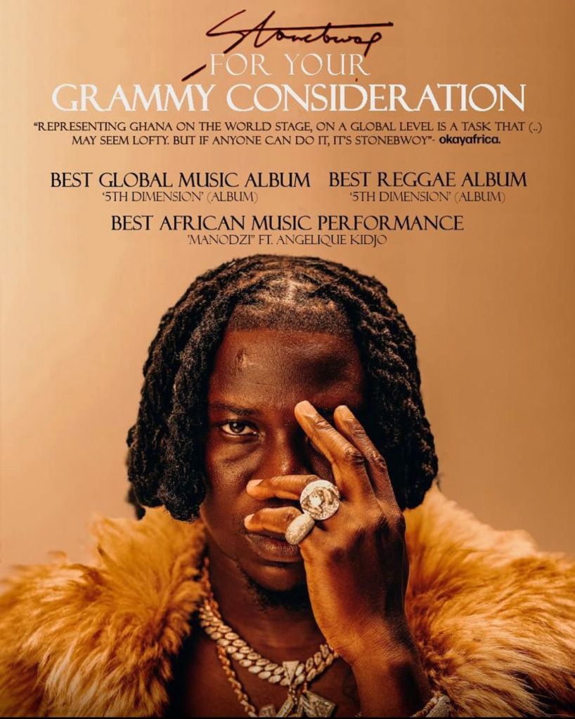 Netizens Continue To React As Stonebwoy Eyes Grammy With &Quot;For Your Grammy Consideration&Quot; Banner, Yours Truly, News, April 28, 2024