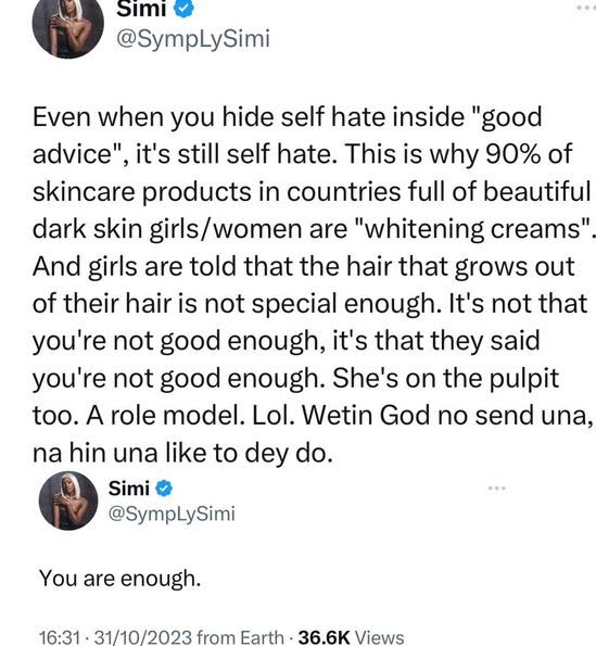 Simi Criticizes Female Evangelist Endorsing Human Hair, Yours Truly, News, May 4, 2024