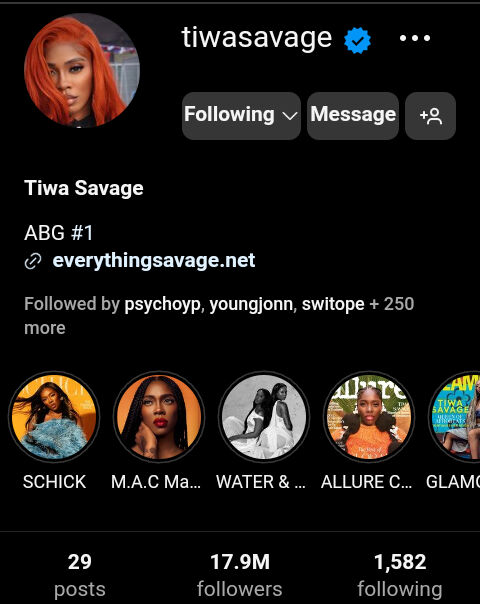 Tiwa Savage Becomes The Second Most-Followed Nigerian Celebrity On Instagram, Yours Truly, News, February 29, 2024