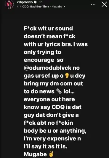 Cdq Responds To Odumodublvck: Liking Your Sound Doesn'T Mean Liking Your Lyrics, Yours Truly, News, May 12, 2024
