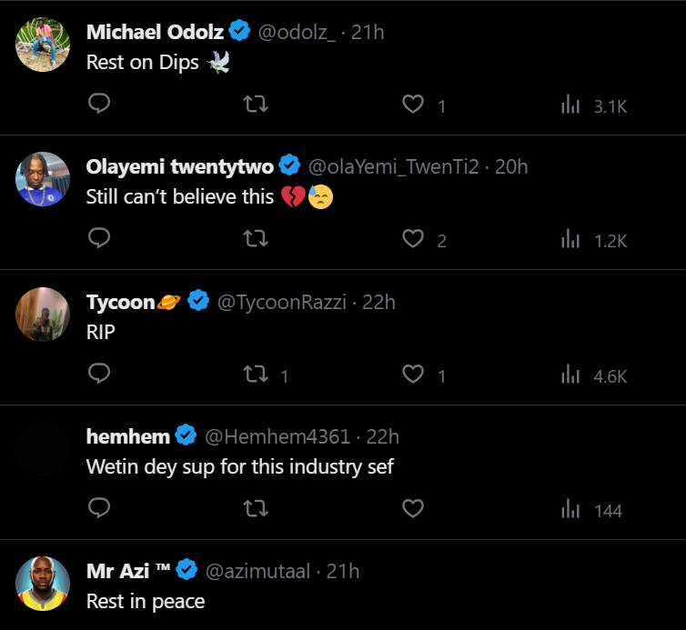 Mayorkun, Others Reacts To News Of Oladips Sudden Demise; Calls Attention To Importance Of Support In Industry, Yours Truly, News, April 29, 2024
