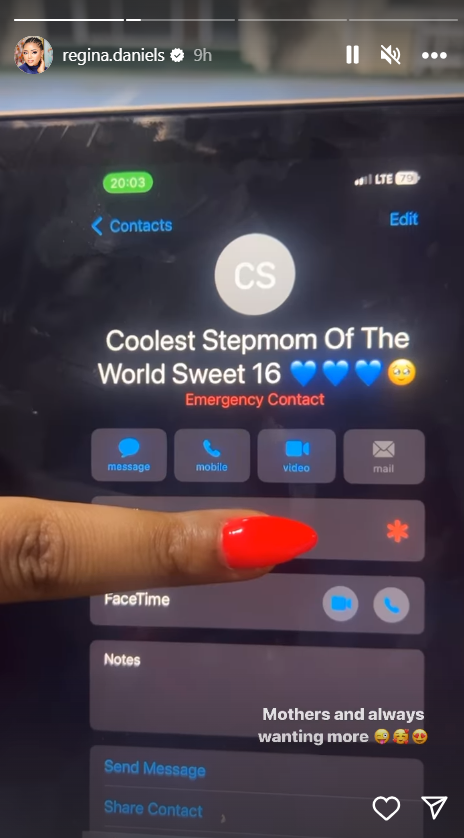 Regina Daniels Proudly Shows Off Her Cute Contact Name On Her Stepson'S Phone, Yours Truly, News, May 9, 2024