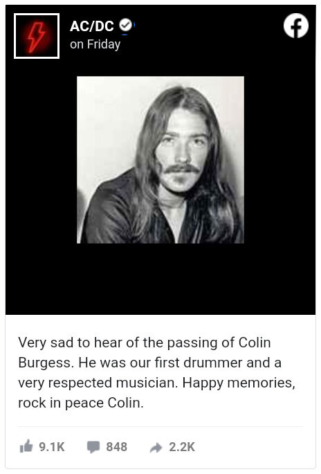 The Original Ac/Dc Drummer, Colin Burgess, Passes Away At 77, Yours Truly, News, May 3, 2024