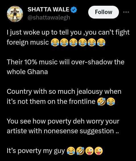 Shatta Wale Laments The Decline Of Ghanaian Music, Yours Truly, News, April 27, 2024