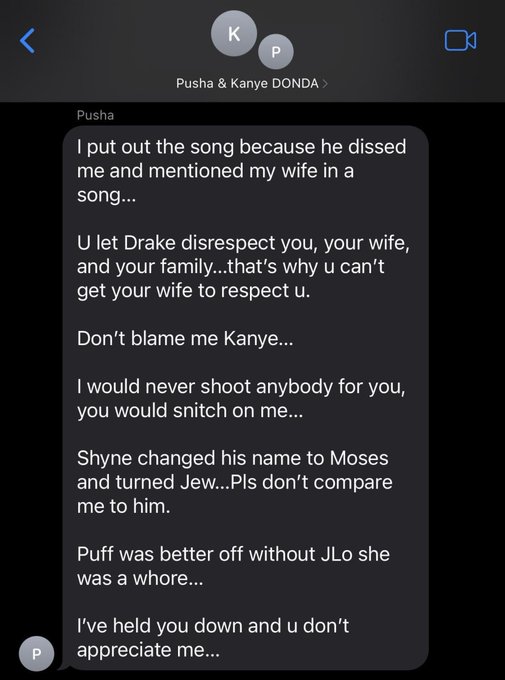 Pusha T Confronts Kanye West In Allegedly Leaked Text Messages, Yours Truly, News, April 28, 2024