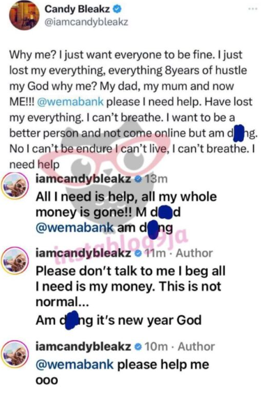 Candy Bleakz Laments Online As Wema Bank Allegedly Wipes All Of Her Savings, Yours Truly, News, May 20, 2024