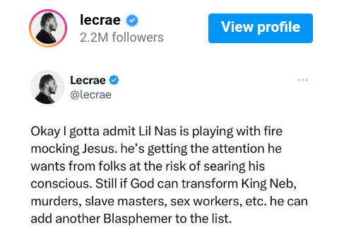 Lecrae Labels Lil Nas X A &Quot;Blasphemer&Quot; Making Fun Of Jesus, Yours Truly, News, April 27, 2024