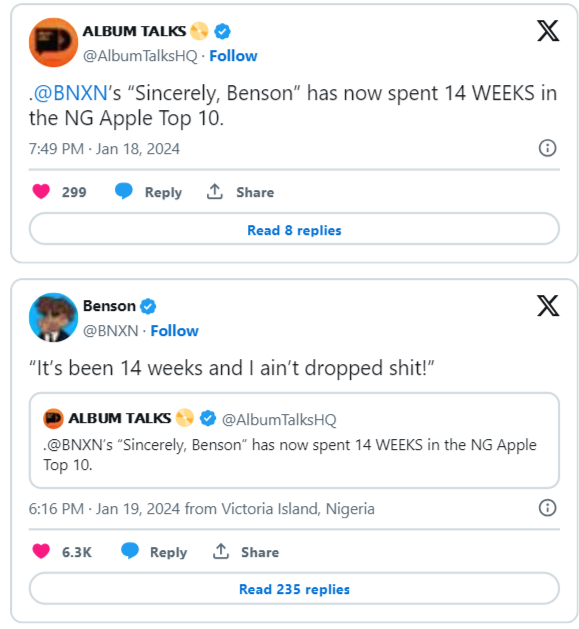 Bnxn Overjoyed To Have His Album In The Top Ten On Apple Music For Over 3 Months, Yours Truly, News, May 17, 2024