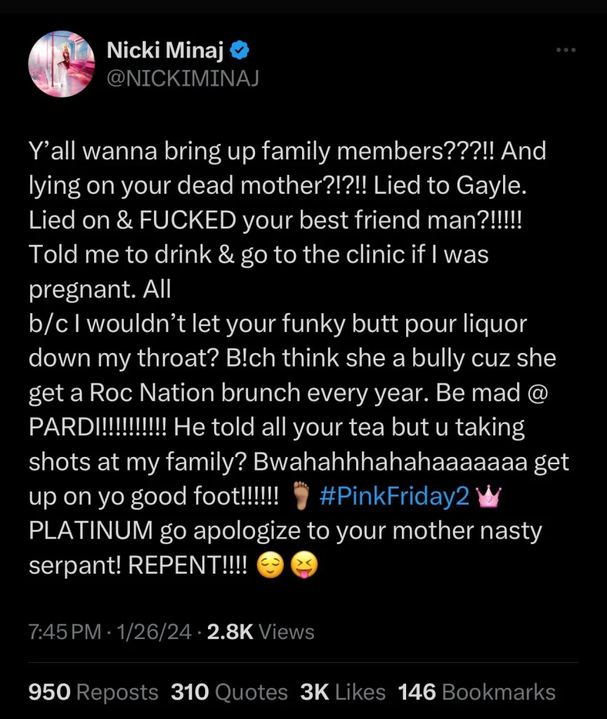 Nicki Minaj Takes Another Swipe At Megan Thee Stallion; Makes Joke Referencing Her Dead Mom, Yours Truly, News, May 9, 2024