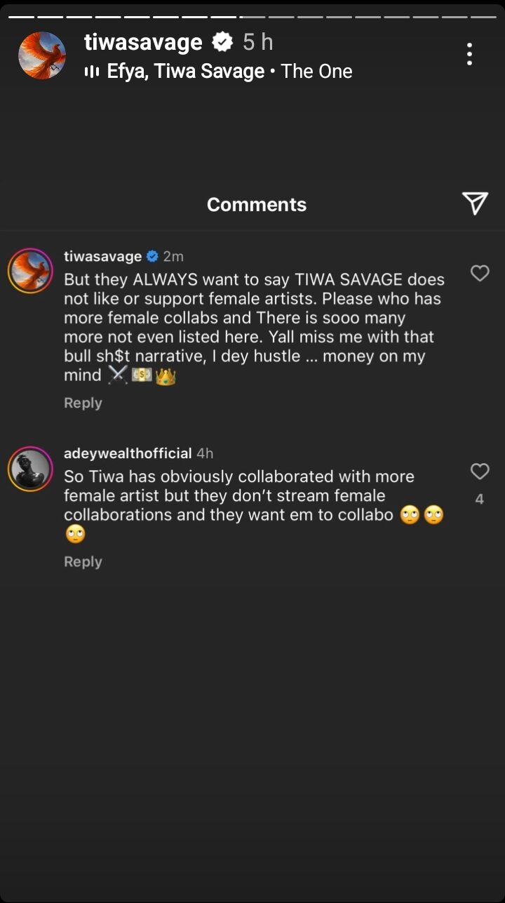 Tiwa Savage Reacts To Accusations That She Doesn'T Support Female Artists, Yours Truly, News, May 18, 2024