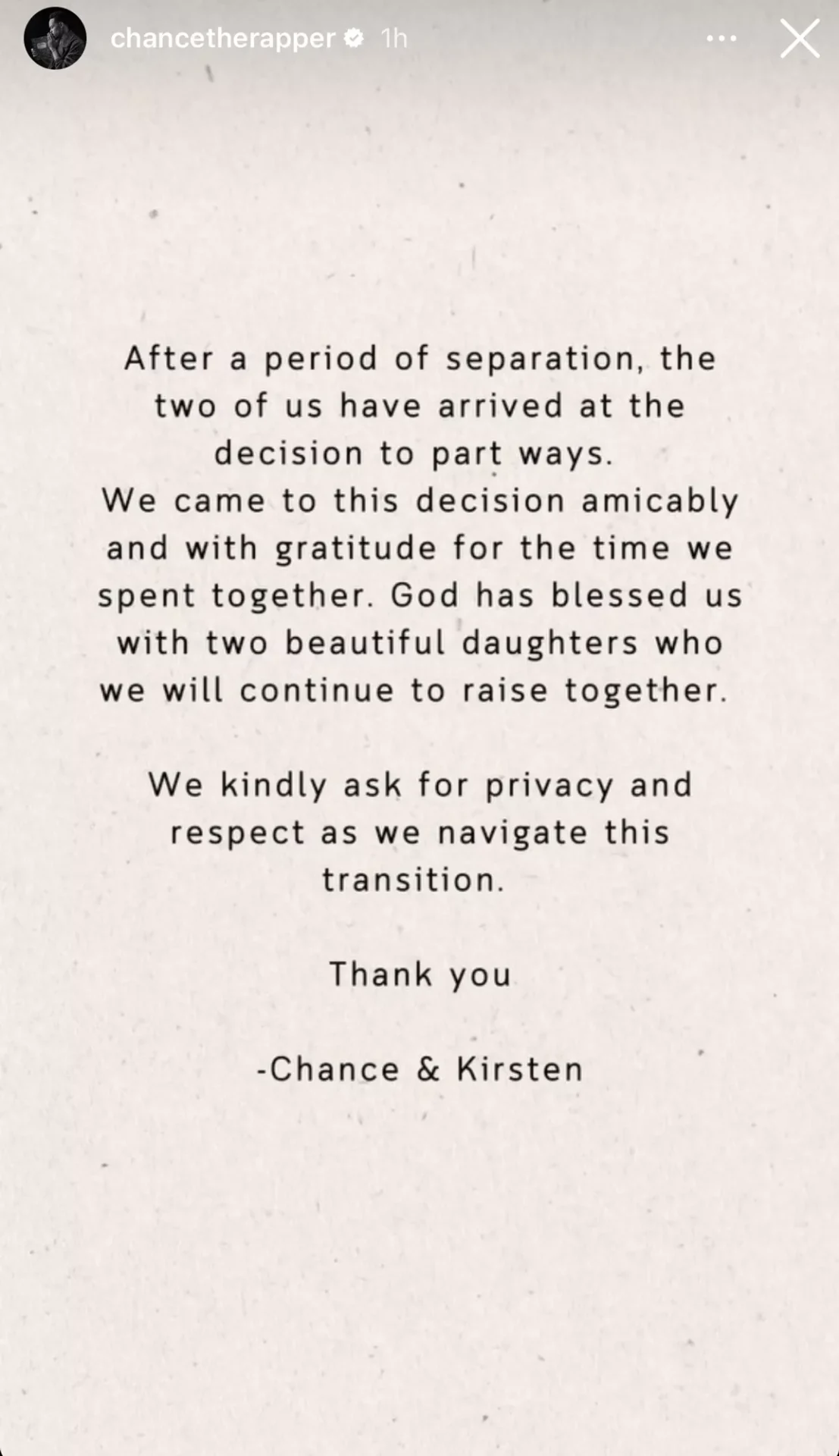 Chance The Rapper And Kirsten Corley Announce Their Divorce Following A Five-Year Union, Yours Truly, News, May 19, 2024