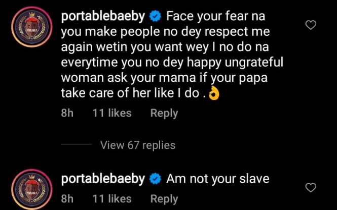 Portable Attacks His Estranged Wife, Bewaji, On Social Media And Charges Her Of Being Ungrateful, Yours Truly, News, May 15, 2024