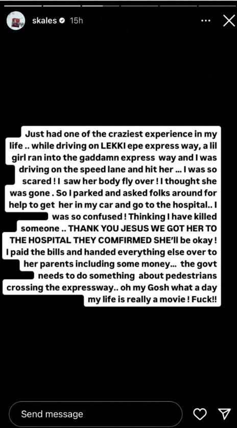 Skales Recounts The Heartbreaking Story Of How He Almost Ended The Life Of A Girl In A Road Accident, Yours Truly, News, May 20, 2024